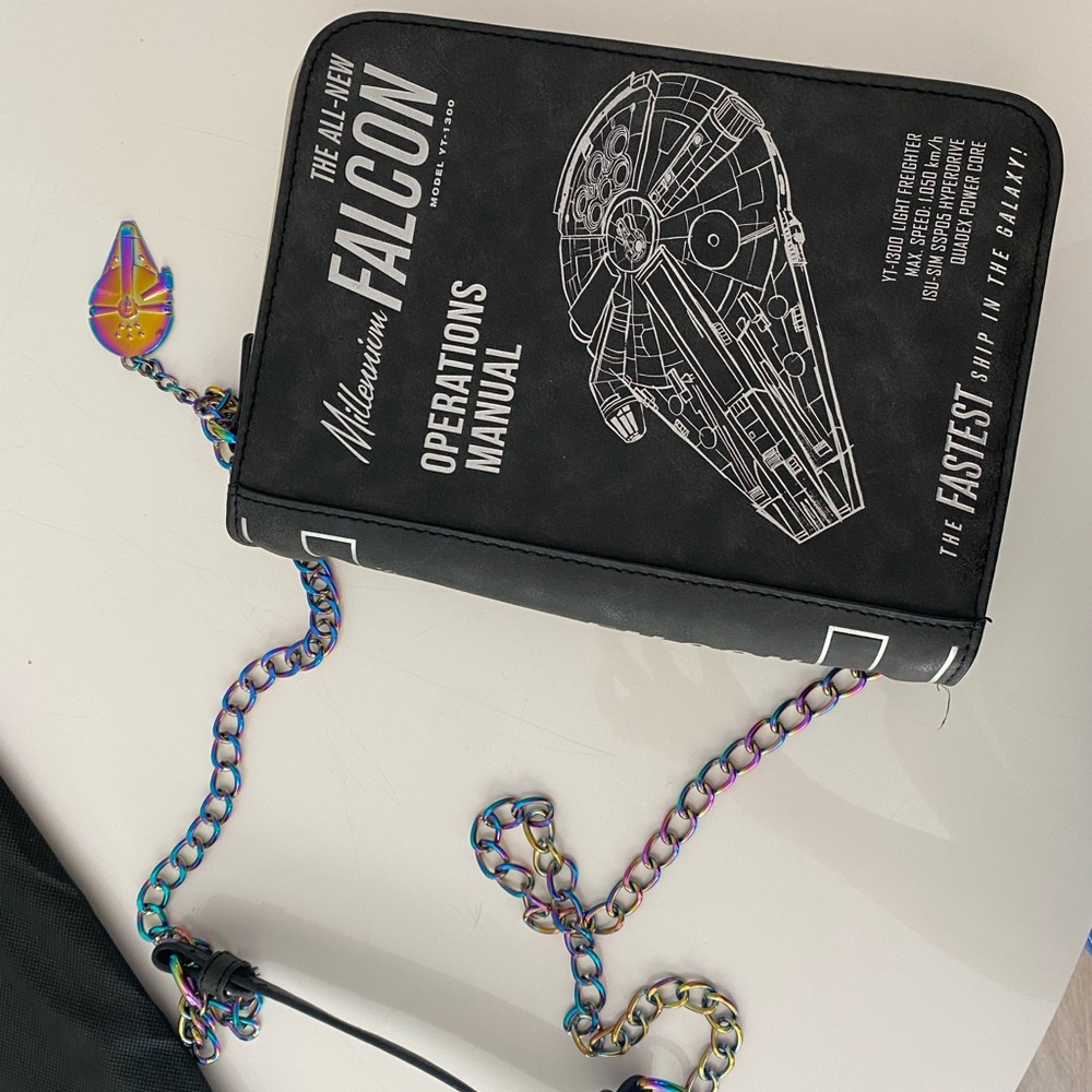 Bioworld Black Crossbody Bag with Colorful Chain